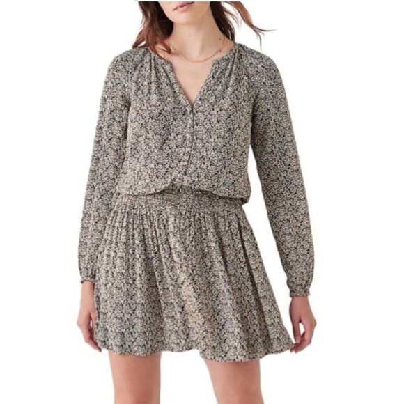 New‎ Faherty Montara Leaf Batik Long Sleeve split-neck Dress Size - Picture 4 of 13